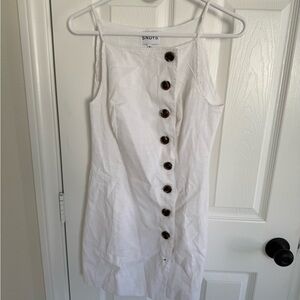 SNDYS White Spaghetti-Strap Button-Down Mini Dress